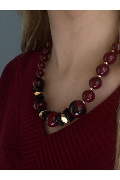 MOD10 Purple Line Design Bordo Renk Kadın Kolye