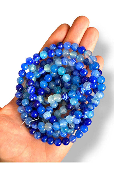 Bozhi Bead Set Agate Natural Stone 8mm - Natural Stone Beads Blue