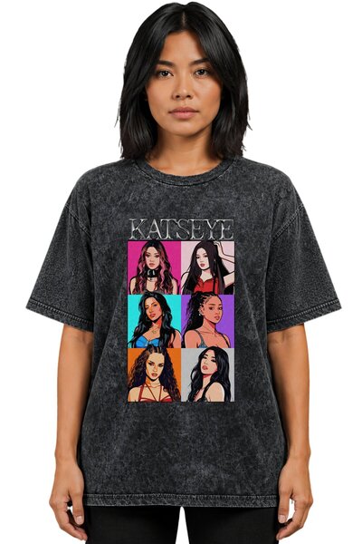 SEVBANO Katseye K-Pop Music Group Printed Unisex Oversize Vintage Washed T-Shirt