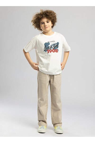 Lee Cooper Ecru Boy's Printed T-Shirt 262 Lcb 242012 Rebel