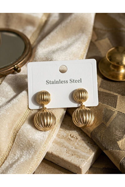 stainless steell أقراط من الفولاذ 316L باللون الذهبي طراز عتيق