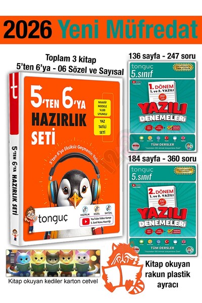 Tonguç Yayınları 5'ten 6'ya Hazırlık Seti 2026 5 Kitap Yaz Tatili 5. Sınıf Te...