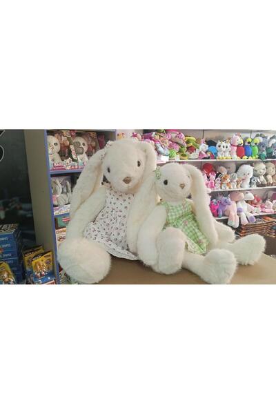 HALLEY Plush Toy with Toy Clothes 60 and 45 cm Mother and Baby Rabbit Sleepin...