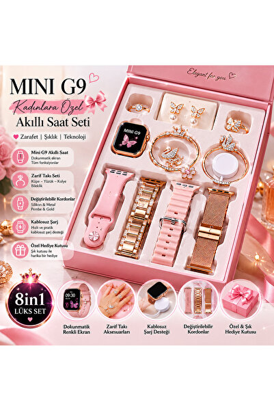 Bahzer ticaret Luxury Pink Smart Watch Set