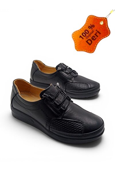 MAGIC SHOES أحذية نسائية مريحة مصنوعة من الجلد الطبيعي بالكامل مع أربطة مطاطي...