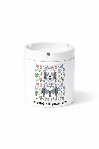 Kirbi Reklam Animal Old English Sheepdog Printed Ashtray Ashtray Gift