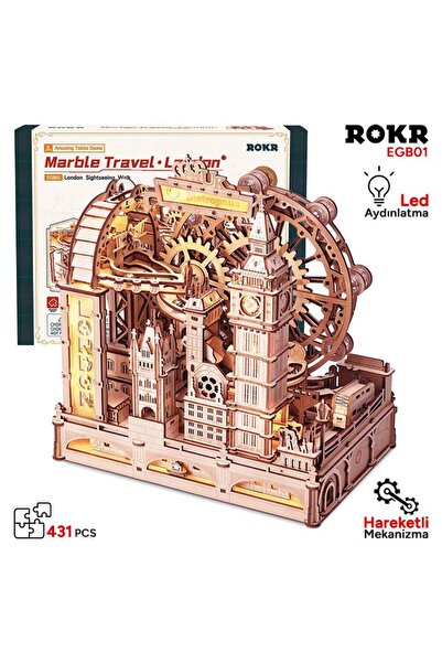 ROKR EGB01 Marble Travel London Marble Run DIY Minyatür Maket Model Seti Ahşa...