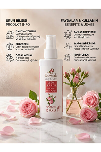 Roselinda ROSEALY DOĞAL GÜL SUYU 200 ML
