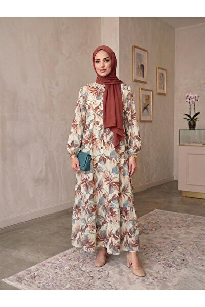 ECEYLÜL MODA Modal Cotton Summer Patterned Viscose Dress - Anti-Sweat Flowy H...