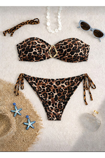 SeaLife Me Strapless Leopard Bikini Set with Accessories