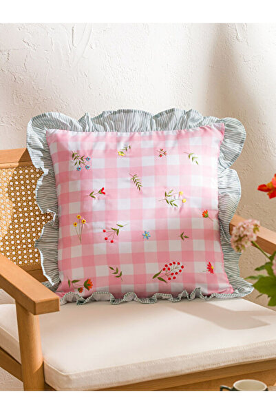 LC Waikiki Rmz Gi̇yi̇m Farkiyla Flower Embroidered Throw Pillow 45X45 cm