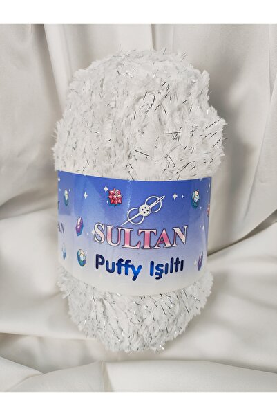 Sultan Puffy Sparkle White Hand Knitting Yarn 100Gr. 100 Meters. (1 Piece) - ...