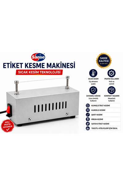 Sanse Etiket Kesme Makinası Kumaş Kurdele Şerit Kesim Makinesi
