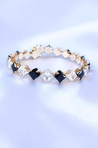 Lynare Vip Series A+ Quality Zircon Stone Square Waterway Steel Bracelet Hand...