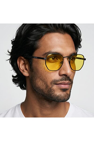 Mootlu Hexagonal Metal Unisex Anti-Headlight Eyeglasses Mt4303 C108M