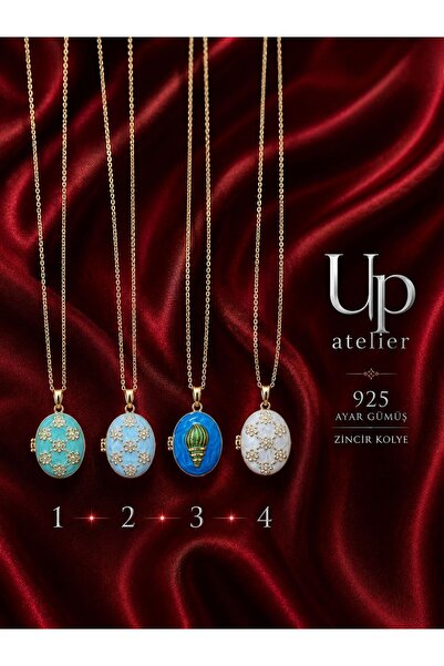 Up Atelier 925 Ayar Gümüş İthal Zincirli Zirkon Taşlı Kapaklı Madalyon Kolye ...