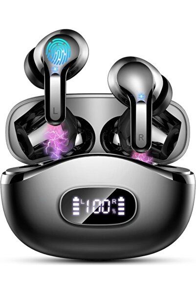 GO4FIT Casti Wireless Audio fara Fir, Bluetooth 5.3, Microfon cu ENC, Afisaj ...