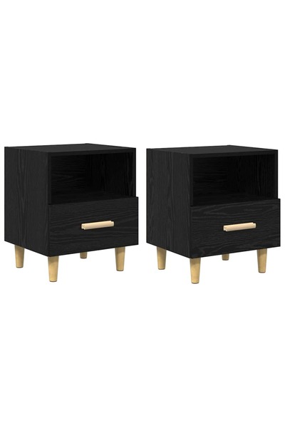 vidaxl Dulap de noapte cu sertar 2 pcs Stejar Negru 40 x 35 x 47 cm