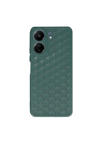 Generic Brand Redmi 13C Compatible Case Honeycomb Silicone Cover - Dark Green