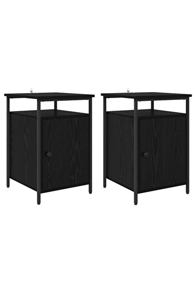 vidaxl Dulap de noapte 2 pcs Stejar Negru 40 x 42 x 60cm Lemn compozit