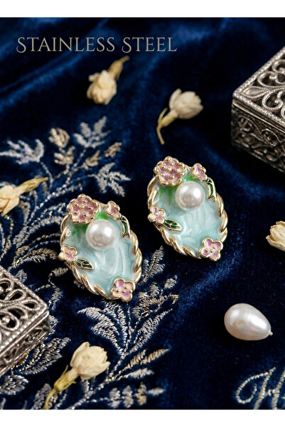 stainless steell Brass Green Enamel Pearl Detailed Artistic Portrait Model Go...