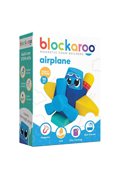 Clicstoys Set de blocuri magnetice din spumă Blockaroo, Avion, 10 piese