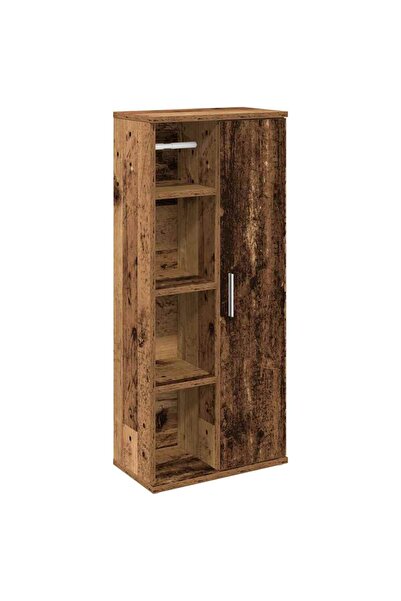 vidaxl Bathroom cabinet with roller stand, old wood, 39x22x90 cm