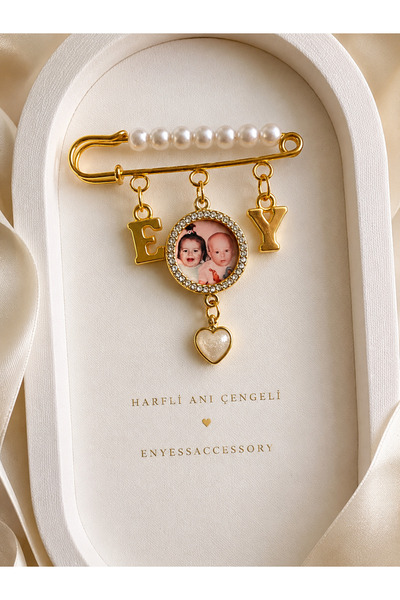 enyessaccessory Kişiye Özel 1 Fotoğraflı Hatıra Çengeli -Harfli Anı Hediyesi