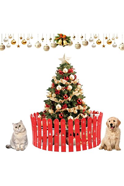 FLY HAWK Christmas Tree Fence, Red, Height 42 cm, Outdoor Christmas Decoratio...