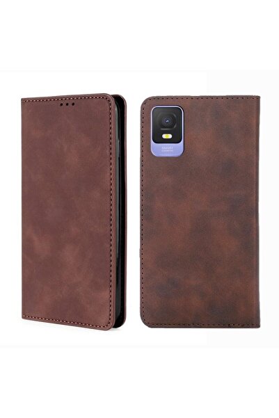sscase Skin Feel Magnetic Leather Θήκη Βιβλίο Dark Brown (TCL 403)