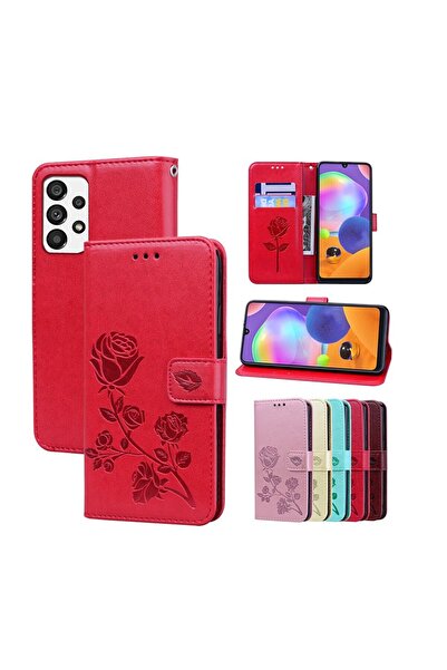 sscase Rose Embossed Leather θήκη Πορτοφόλι Red (Samsung Galaxy A13 4G)