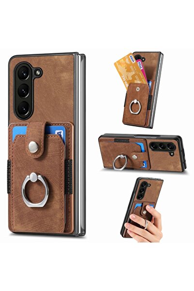 sscase Retro Skin-feel Σκληρή Θήκη με Δαχτυλίδι Brown (Samsung Galaxy Z Fold5...