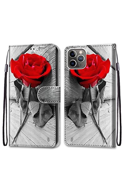 sscase Wood and Roses Θήκη Πορτοφόλι Wood Red Rose (Apple iPhone 11 Pro)