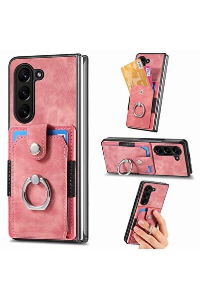 sscase Retro Skin-feel Σκληρή Θήκη με Δαχτυλίδι Pink (Samsung Galaxy Z Fold5 5G)