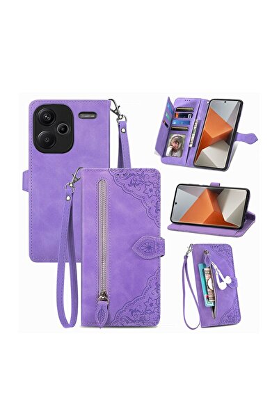 sscase Flower Zipper Θήκη Πορτοφόλι Purple (Xiaomi Redmi Note 13 Pro Plus 5G)