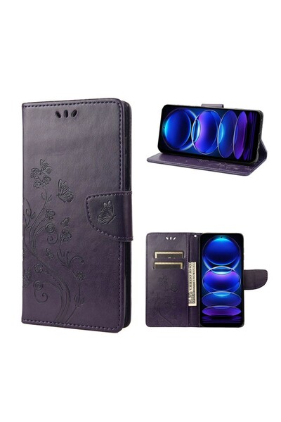 sscase Butterfly Flower Θήκη Πορτοφόλι Deep Purple (Xiaomi Redmi Note 12 5G/P...
