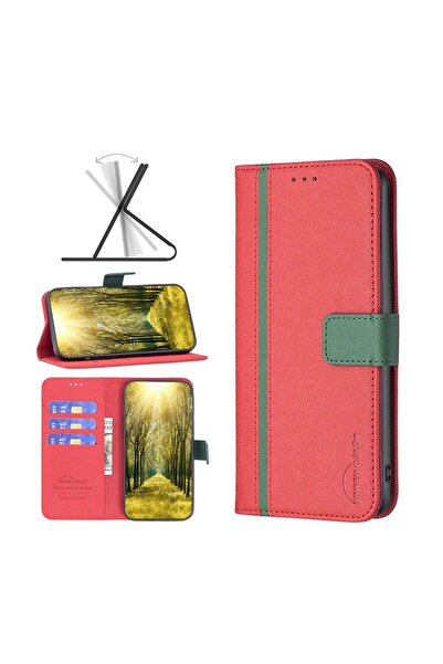 sscase Color Matching Cross Texture Leather θήκη Πορτοφόλι Red (Xiaomi Redmi ...