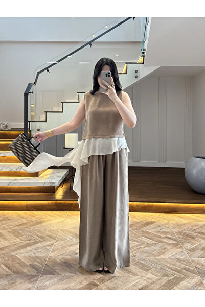My Blog Bronze Garnished Blouse and Pants Set - 51391