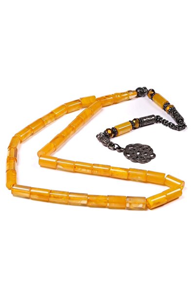 TESBİHKENTİ Oxide Tasseled Cut and Polished Amber Prayer Beads