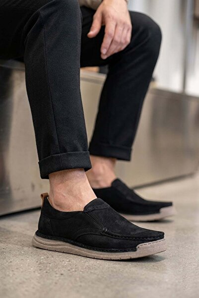 Ayakkabı Fuarı Elit Erl62400 Men's Genuine Leather Casual Shoes Black