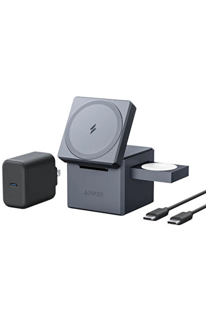 Anker Φορτιστής Magsafe 15W Γκρι (Κύβος 3-σε-1)