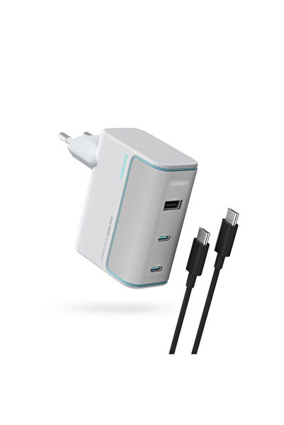 Cuktech Φορτιστής GaN με θύρα USB-A και 2 θύρες USB-C και καλώδιο USB-C σε US...
