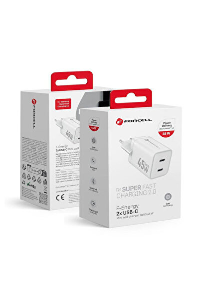 Forcell Φορτιστής χωρίς καλώδιο GaN με 2 θύρες USB-C, 45W Power Delivery / Qu...