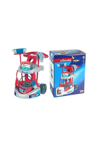 Klein Vileda Cleaning Trolley Toy with Accessories, Red