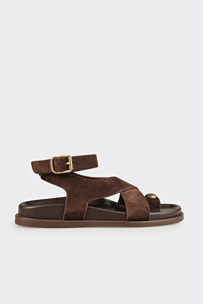 Elle Shoes Kahve Deri Kadın Sandalet