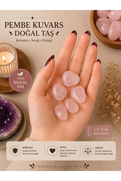The Magıc of Healıng Pembe Kuvars Doğal Taş Tamburlanmış Tımbıl (1 Adet)