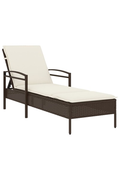vidaxl Șezlong cu pernă, maro, 63x200x81 cm, poliratan
