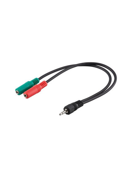 goobay Cablu audio jack 3.5mm cu 4 pini, tată la 2x jack stereo 3.5mm mamă, 0.2m