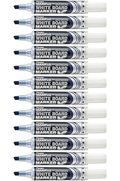Pentel Maxiflo Brass Chisel Dry Erase Marker Pen, Blue (Pack of 12)