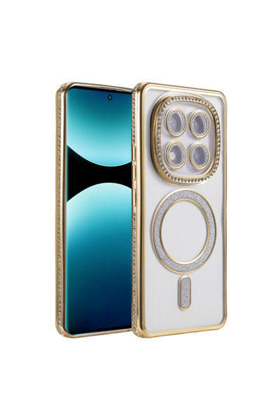 UnDePlus Xiaomi Redmi Note 15 Pro Plus 5G Kılıf M-Safe Şarj Uyumlu Simli Kame...